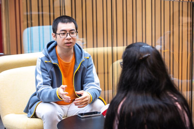 international students sitting chatting